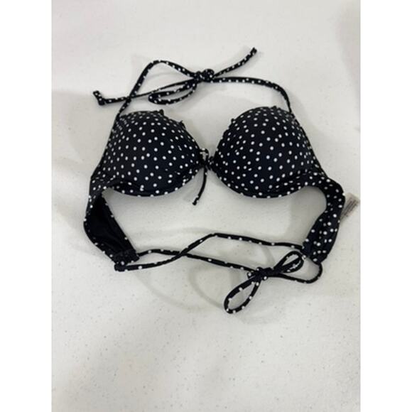 "Victoria Secret" Bikini Top Size 34B Black White Polka Dots Beach Sexy Vacation - Picture 4 of 9